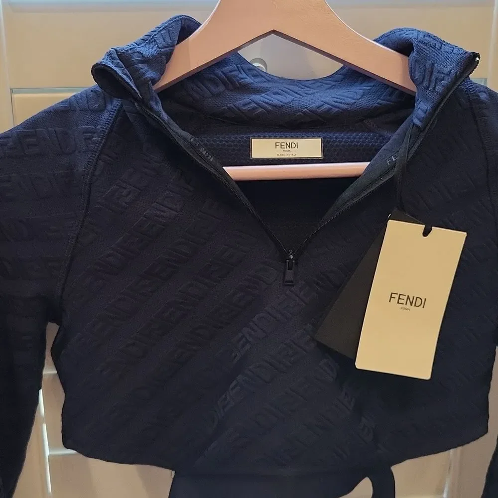Fendi Top Knitted Fabric Atlhletic Wear Hoodie Cropped - Picture 4 of 11